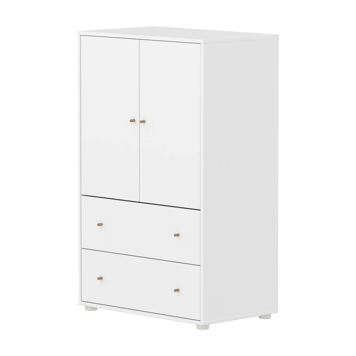 Armoire 2 portes et 2 tiroirs SAGA Flexa blanc oak