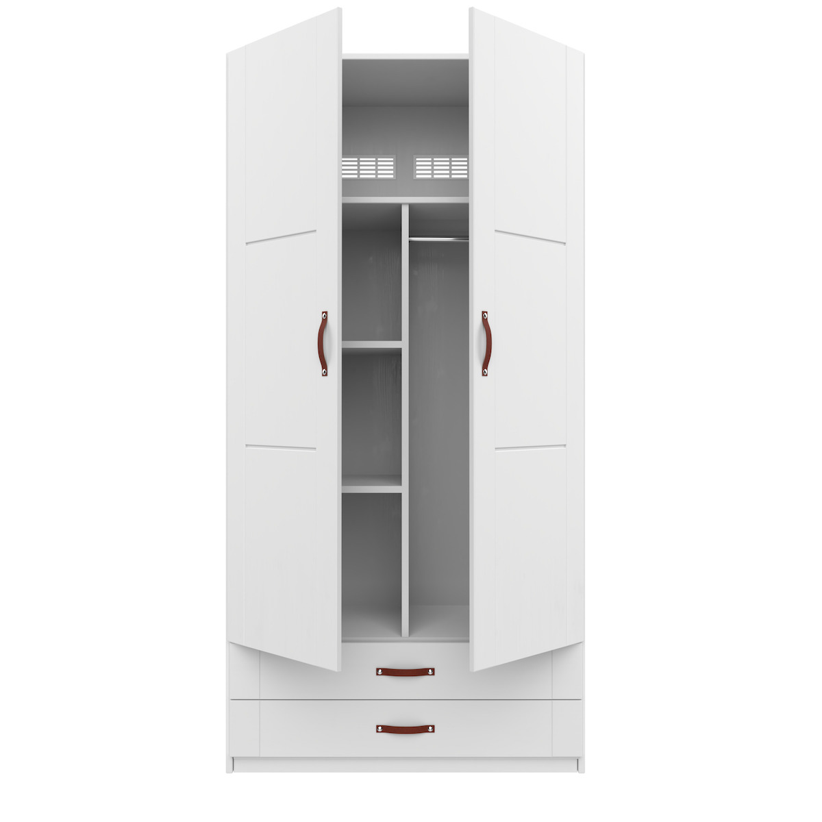 Armoire 2 portes étagères et tiroirs 100cm Lifetime blanc