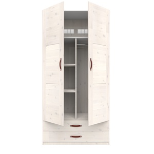 Armoire 2 portes étagères et tiroirs 100cm Lifetime blanc