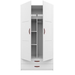 Armoire 2 portes étagères et tiroirs 100cm Lifetime blanc