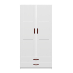 Armoire 2 portes étagères et tiroirs 100cm Lifetime blanc