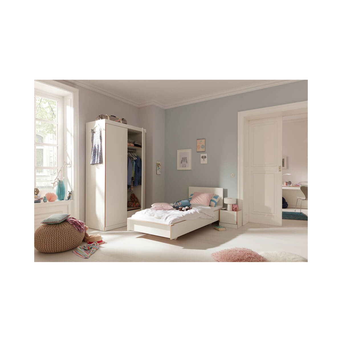 Armoire 2 portes FLAI Müller Small Living bord blanc-bouleau