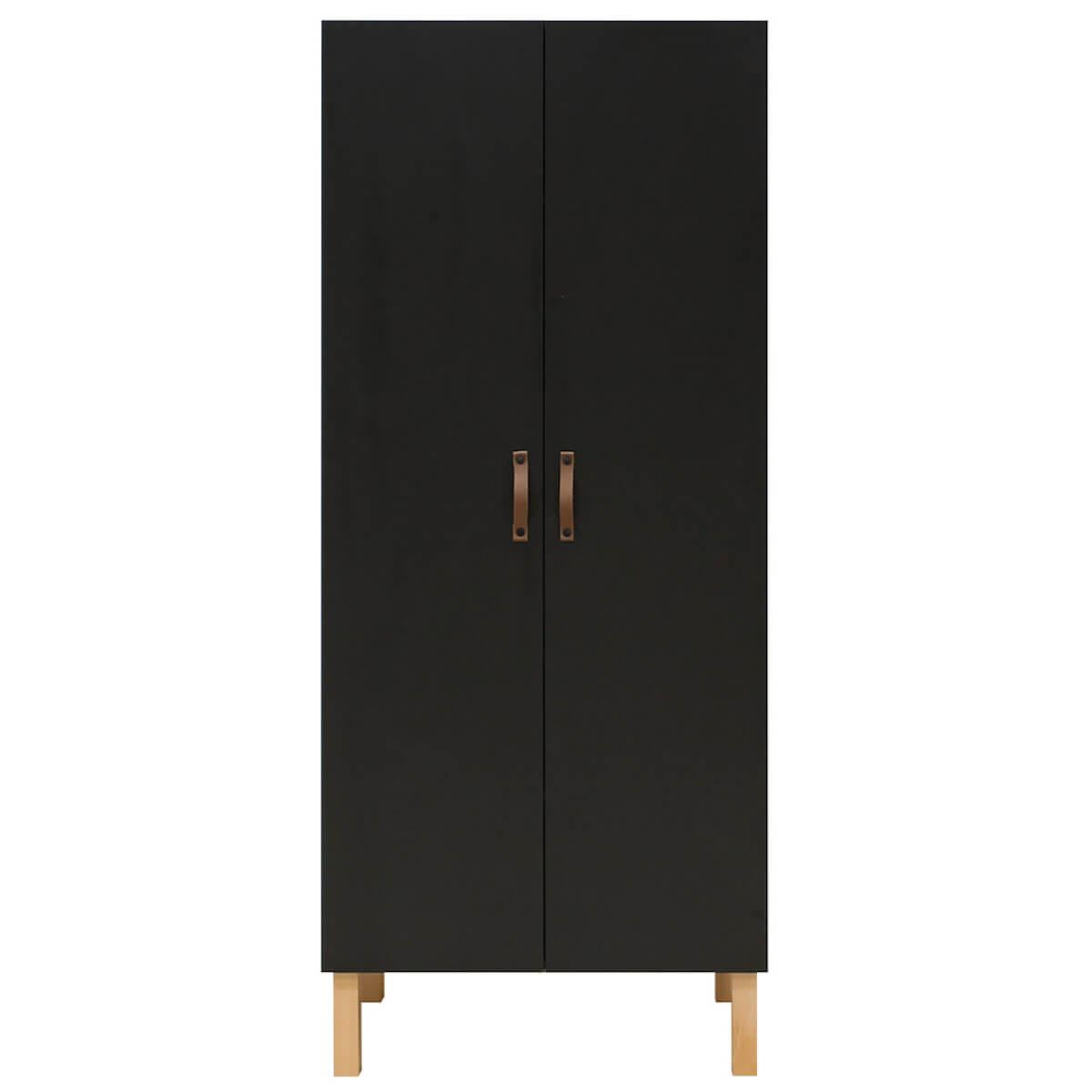 Armoire 2 portes FLORIS Bopita Noir Mat-Naturel