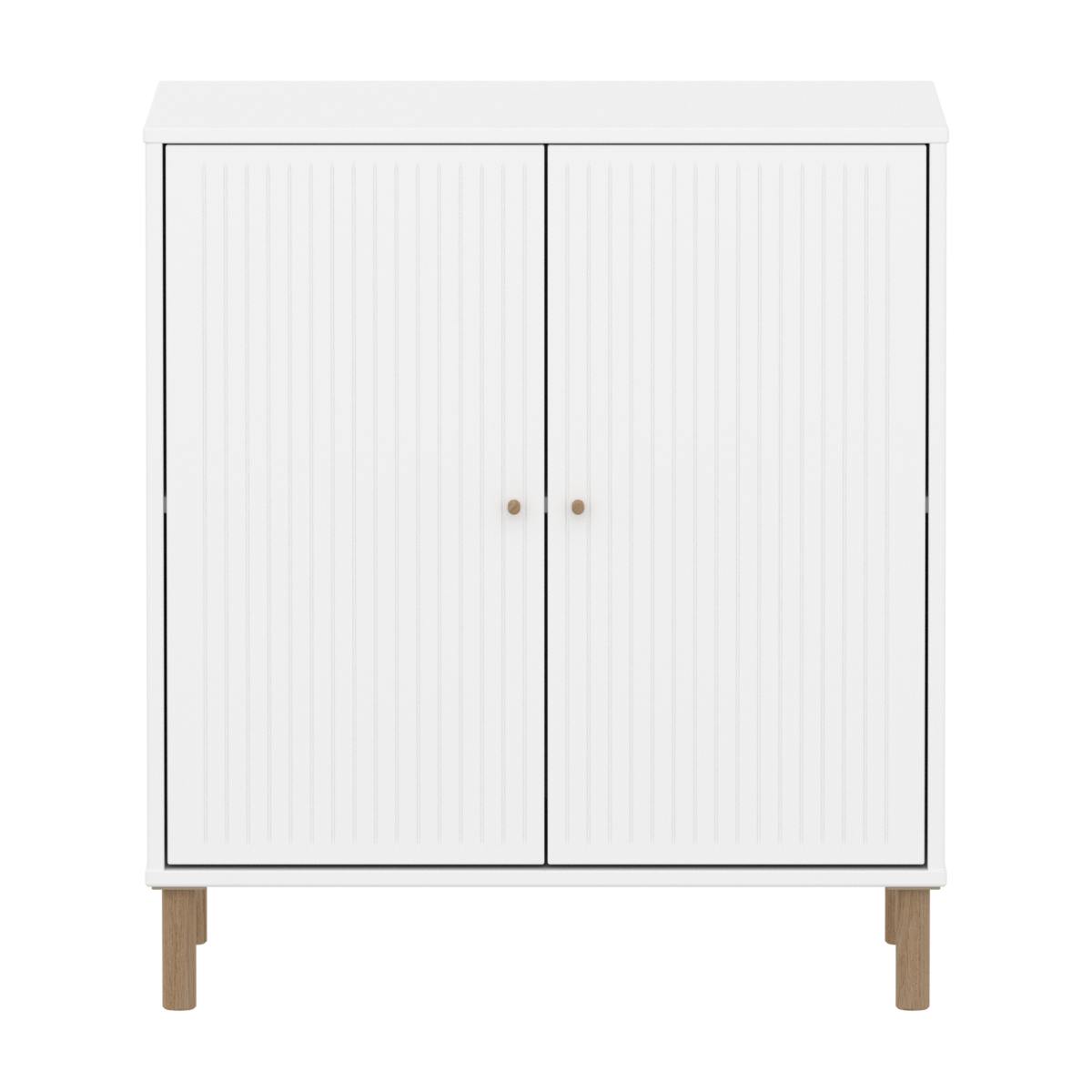 Armoire 2 portes rainures avec pied SAGA Flexa blanc oak