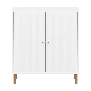 Armoire 2 portes rainures avec pied SAGA Flexa blanc oak