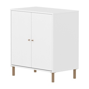 Armoire 2 portes rainures avec pied SAGA Flexa blanc oak