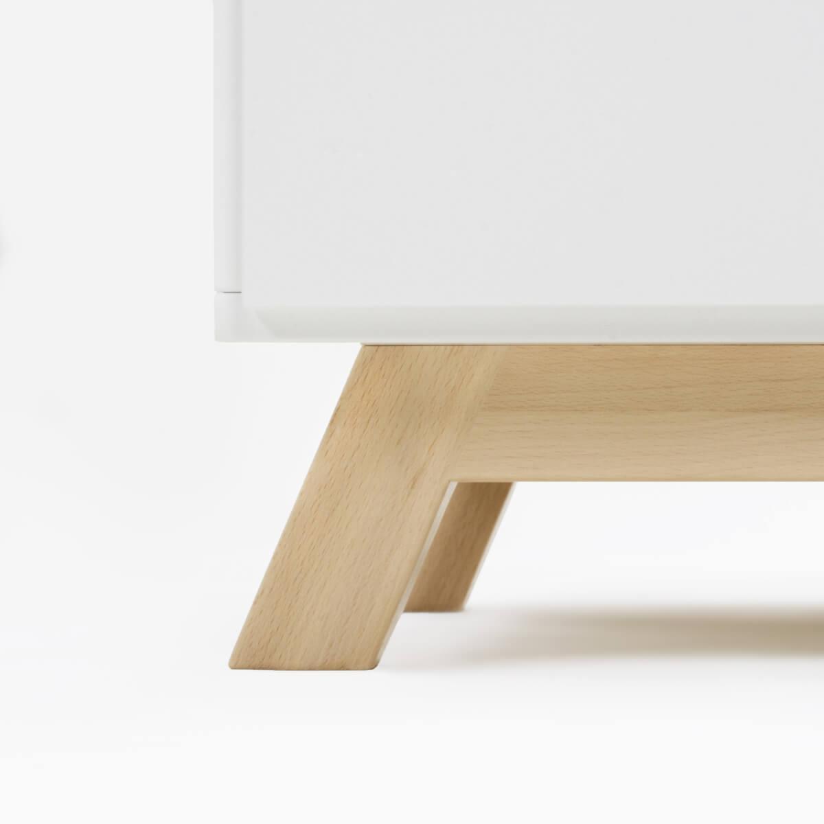 Armoire 2 portes SARA Basiak MDF blanc hêtre huilé