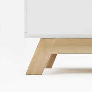 Armoire 2 portes SARA Basiak MDF blanc hêtre huilé