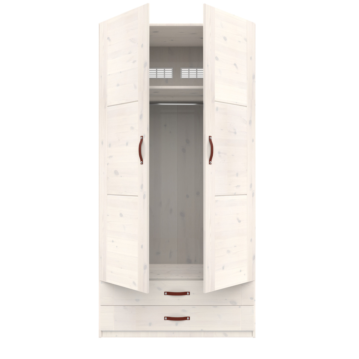 Armoire 2 portes-tiroirs 100cm Lifetime white wash