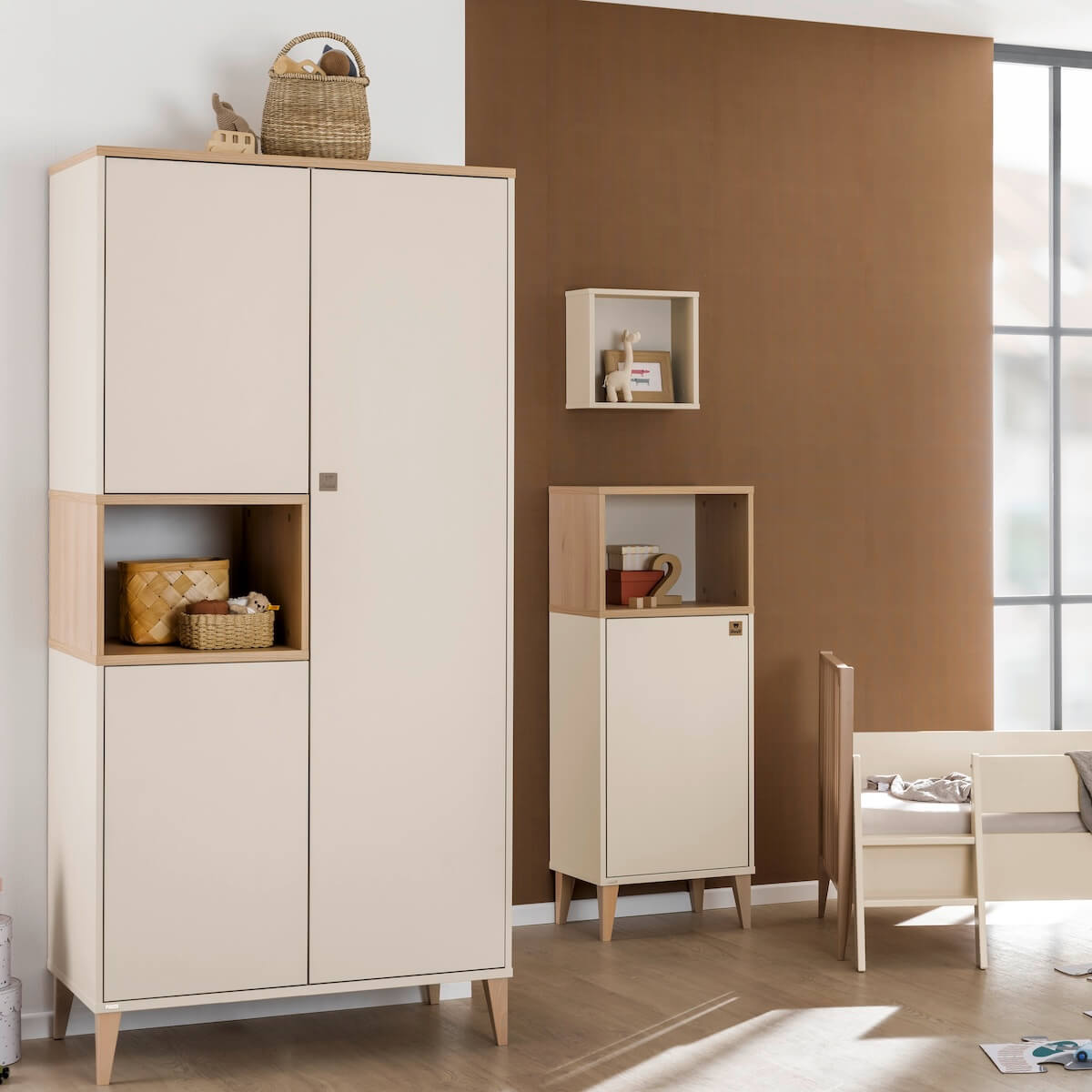Armoire  3 portes 1 niche MILA & BEN Paidi Beige cashmere-bois scandinave