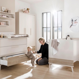 Armoire 3 portes 1 tiroir EEFJE Paidi Beige cashmere-chêne