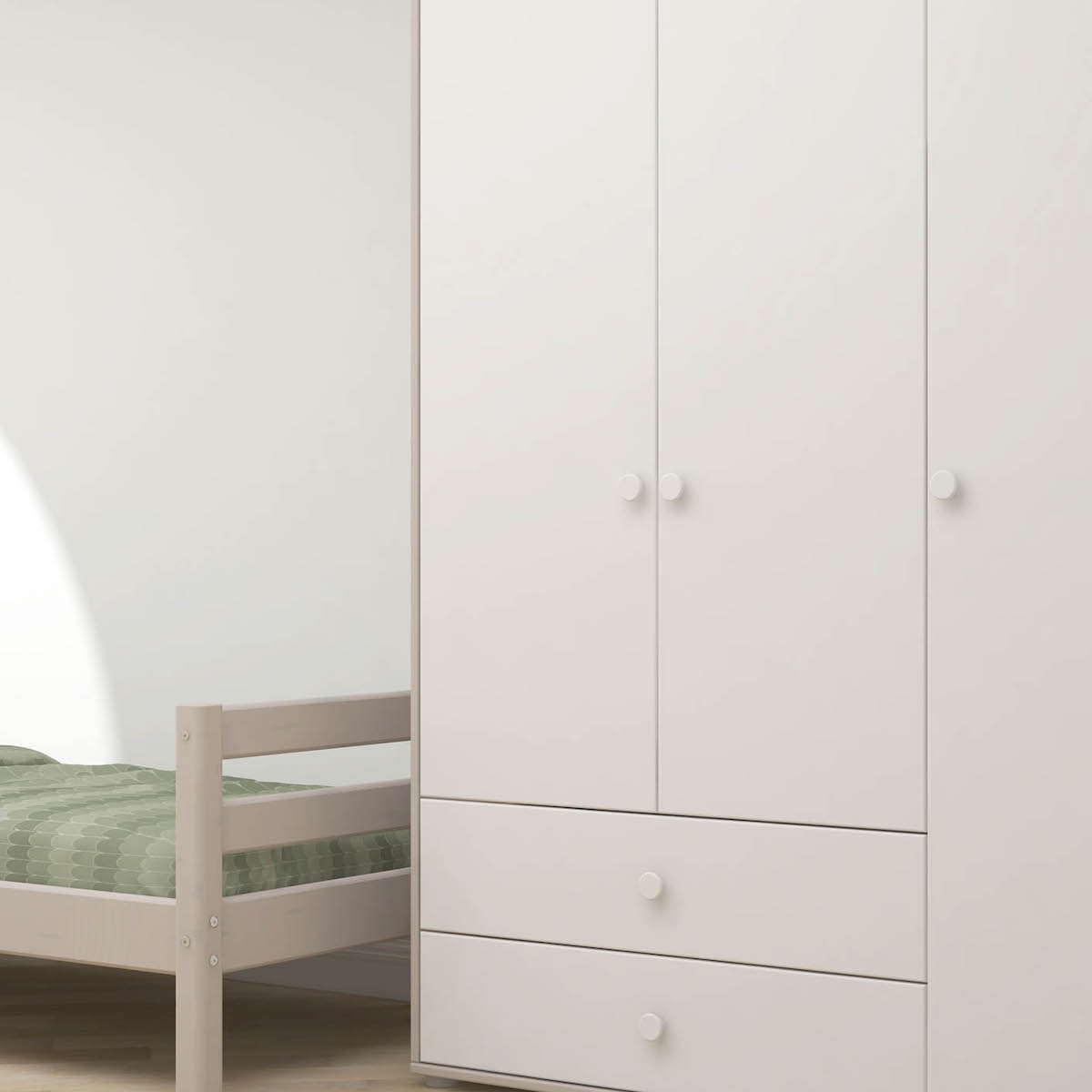 Armoire 3 portes 2 tiroirs CLASSIC Flexa grisblancblanc Abitare Kids