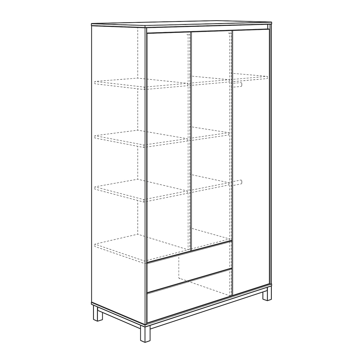 Armoire 3 portes 2 tiroirs OLLI Paidi blanc bleu mat