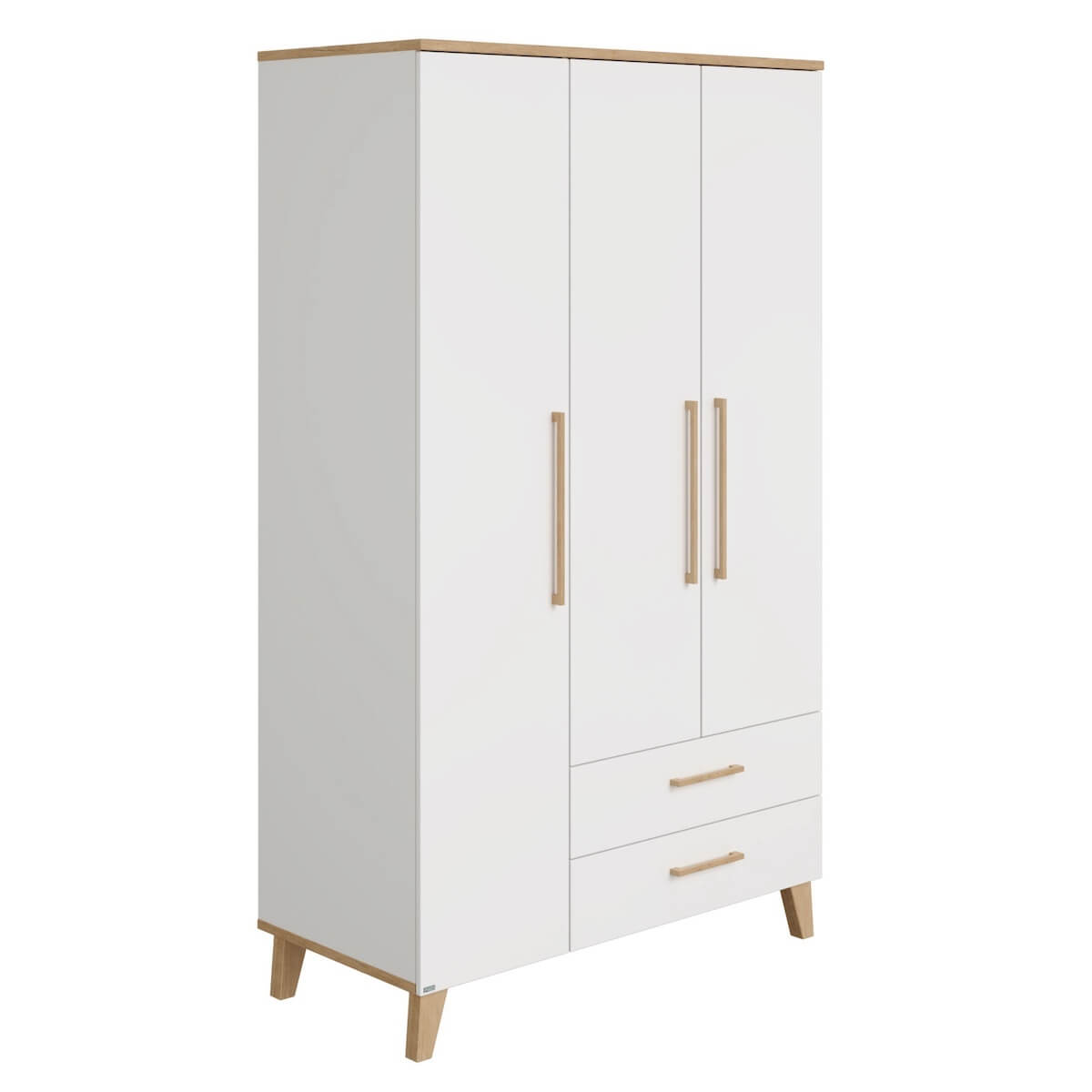 Armoire 3 portes + 2 tiroirs OSCAR Paidi Chêne Nebraska-blanc