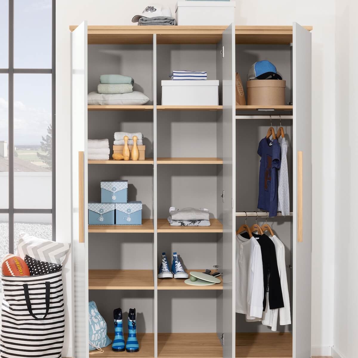Armoire 3 portes BENNE Paidi Chêne Montana gris ardoise