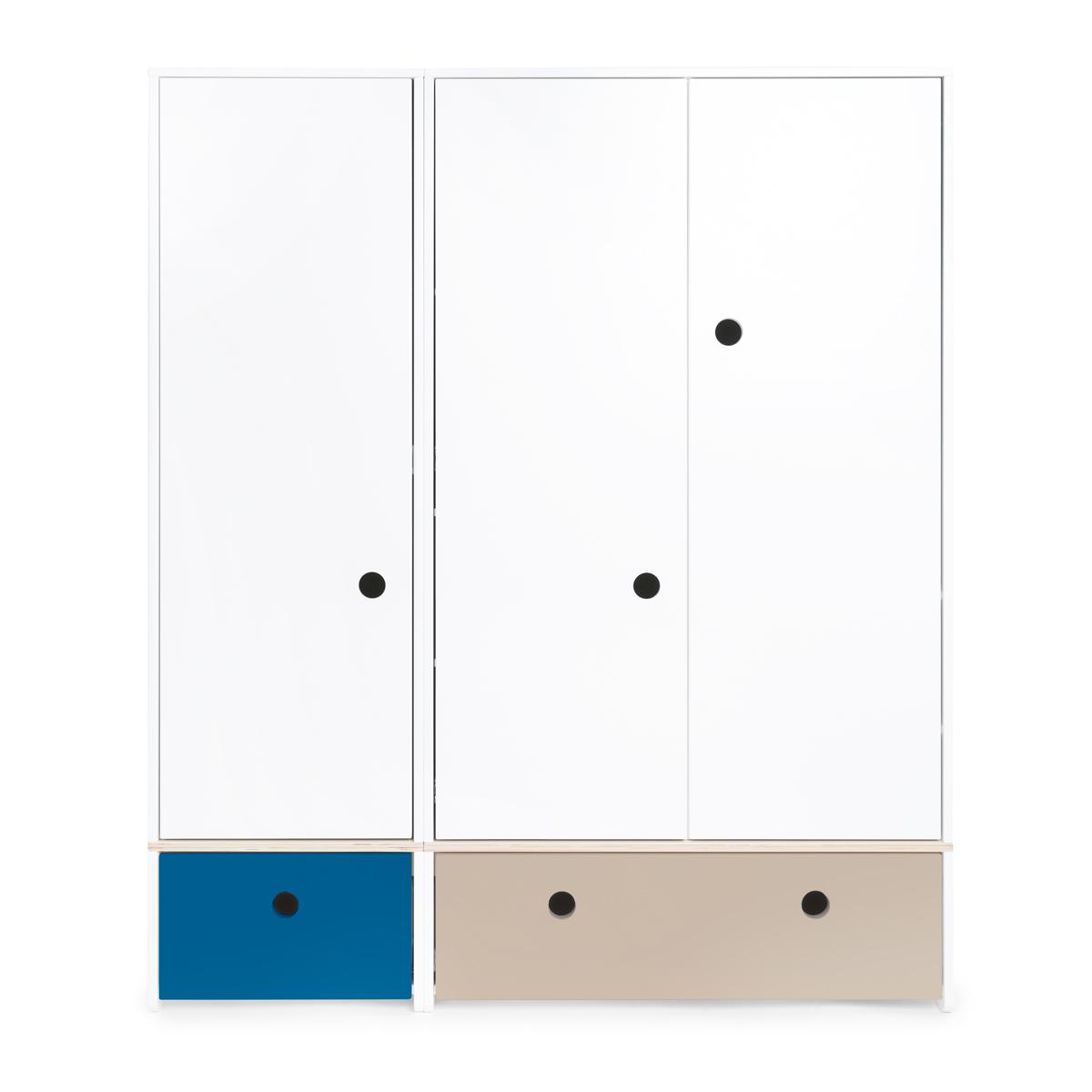 Armoire 3 portes COLORFLEX façades tiroirs deep marine-warm grey