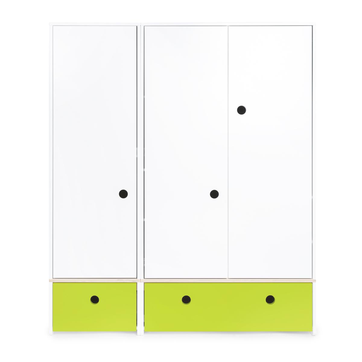 Armoire 3 portes COLORFLEX façades tiroirs lime