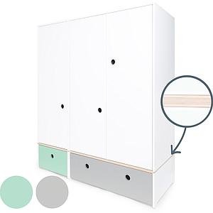 Armoire 3 portes COLORFLEX façades tiroirs mint-pearl grey