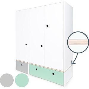 Armoire 3 portes COLORFLEX façades tiroirs pearl grey-mint