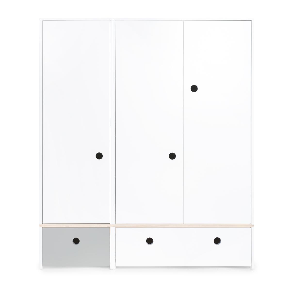 Armoire 3 portes COLORFLEX façades tiroirs pearl grey-white