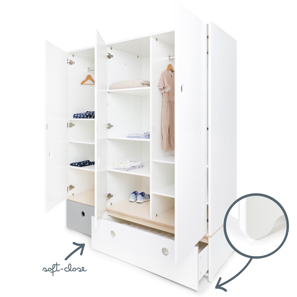 Armoire 3 portes COLORFLEX façades tiroirs pearl grey-white