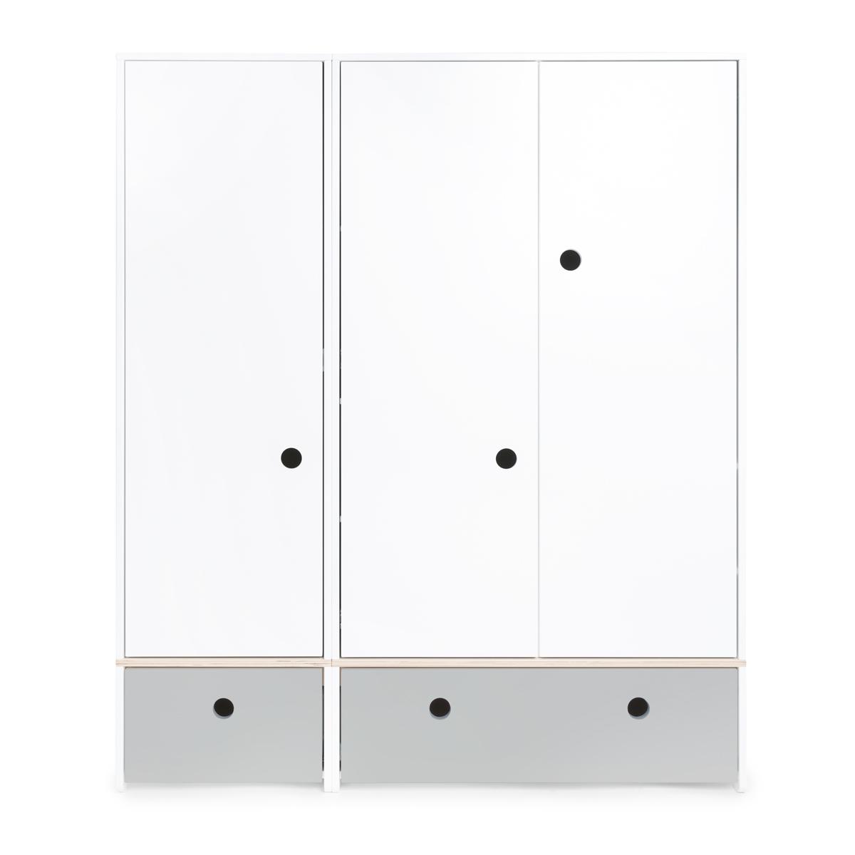 Armoire 3 portes COLORFLEX façades tiroirs pearl grey