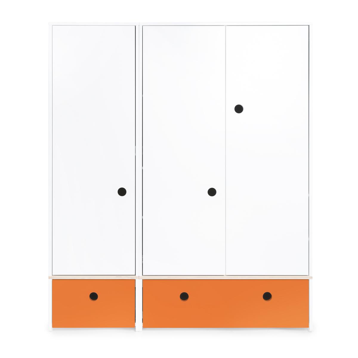 Armoire 3 portes COLORFLEX façades tiroirs pure orange