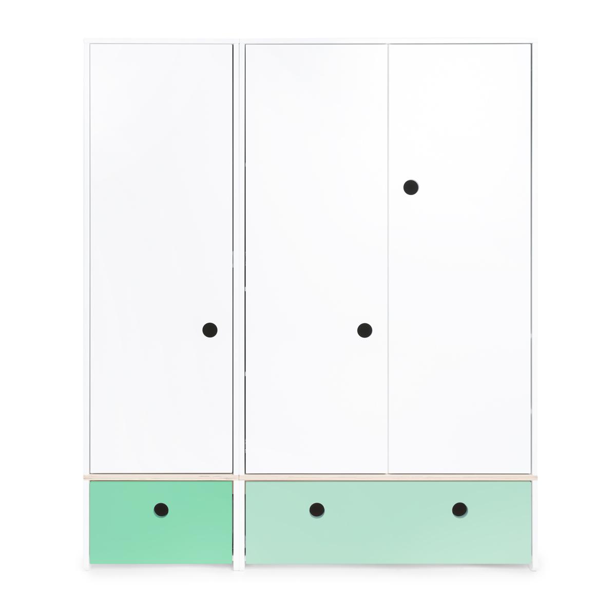 Armoire 3 portes COLORFLEX façades tiroirs sea foam-mint