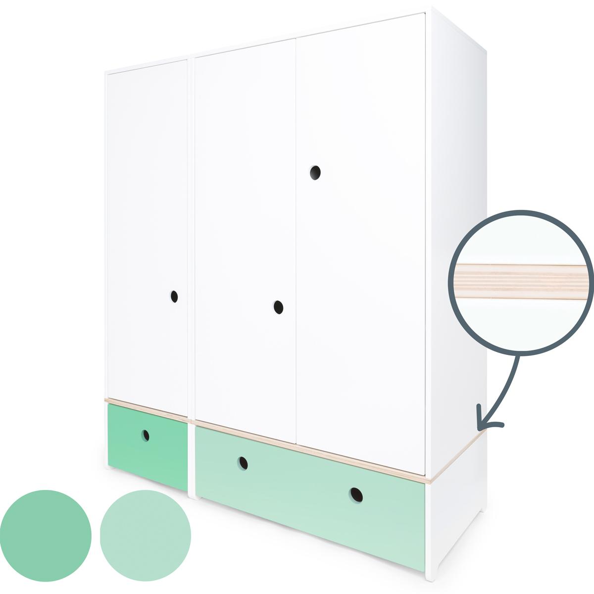 Armoire 3 portes COLORFLEX façades tiroirs sea foam-mint