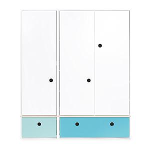 Armoire 3 portes COLORFLEX façades tiroirs sky blue-paradise blue 