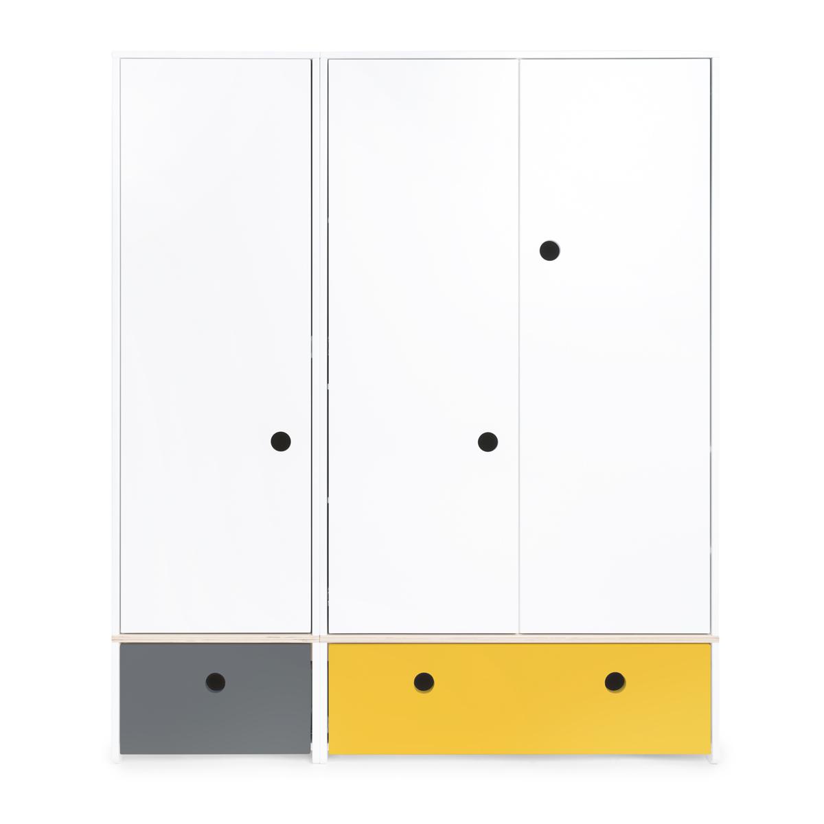 Armoire 3 portes COLORFLEX façades tiroirs space grey-nectar yellow