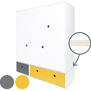 Armoire 3 portes COLORFLEX façades tiroirs space grey-nectar yellow