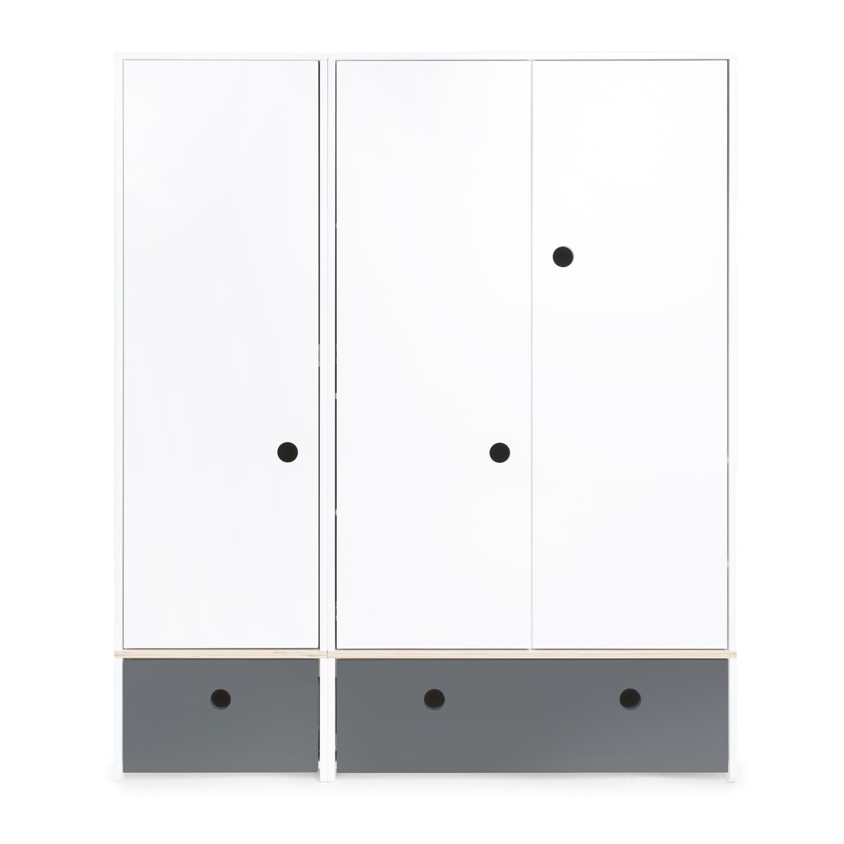 Armoire 3 portes COLORFLEX façades tiroirs space grey