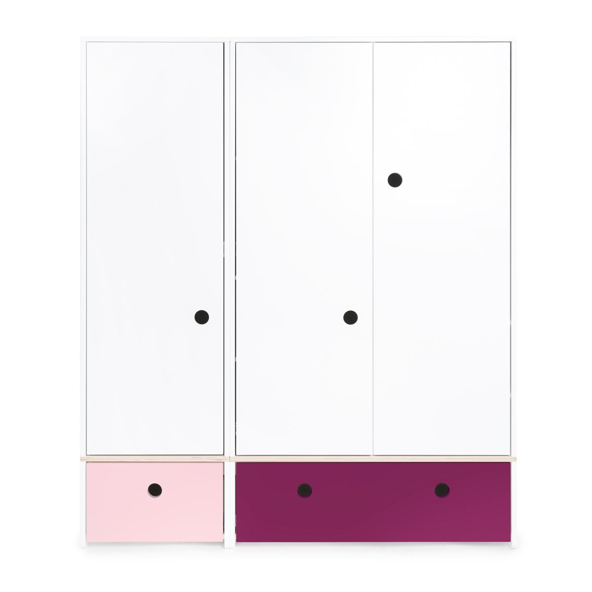 Armoire 3 portes COLORFLEX façades tiroirs sweet pink-plum