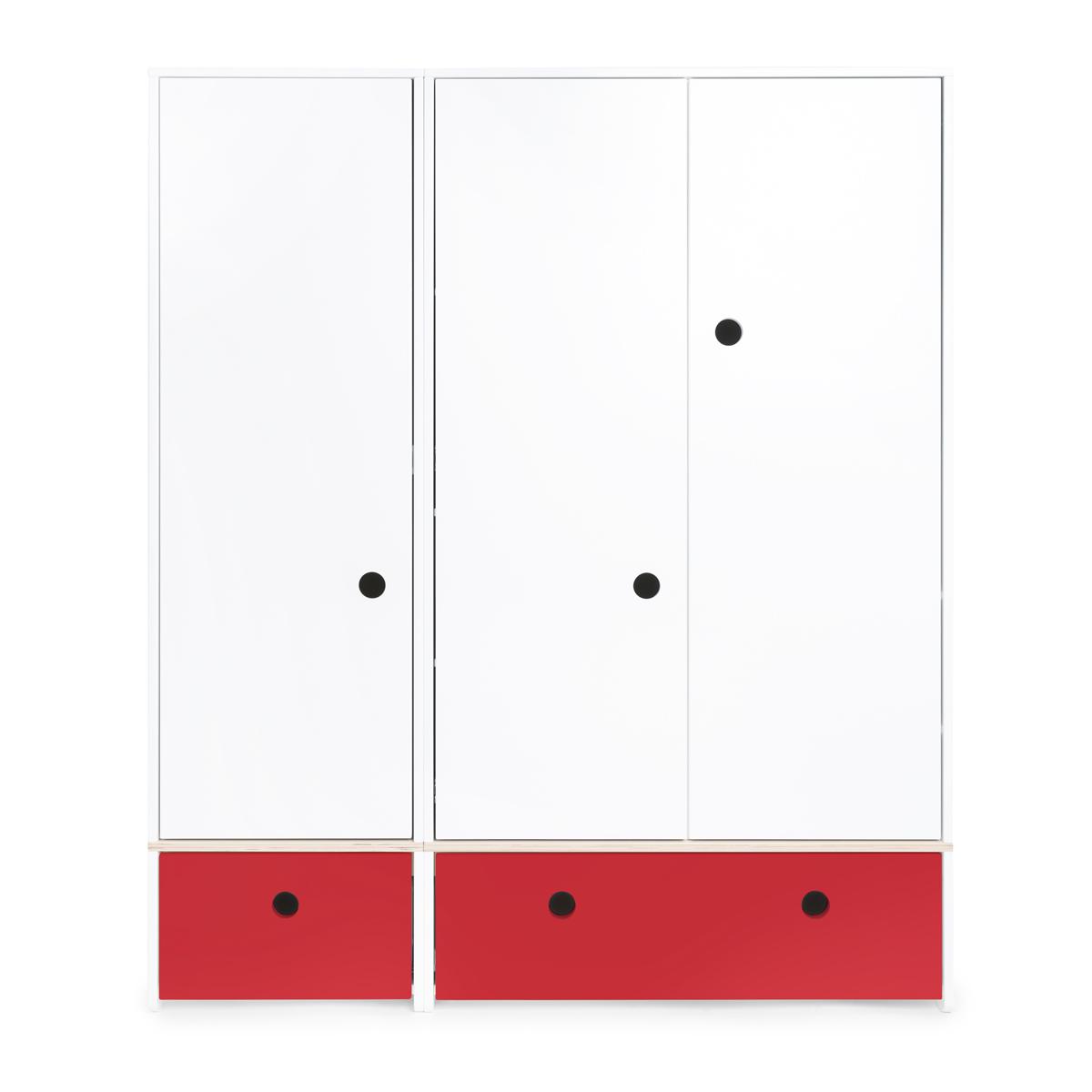 Armoire 3 portes COLORFLEX façades tiroirs true red
