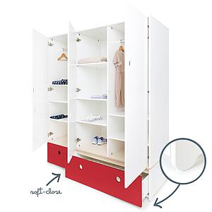 Armoire 3 portes COLORFLEX façades tiroirs true red