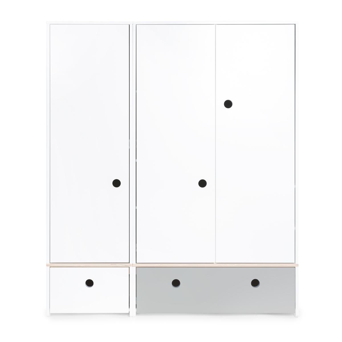 Armoire 3 portes COLORFLEX façades tiroirs white-pearl grey