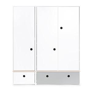 Armoire 3 portes COLORFLEX façades tiroirs white-pearl grey