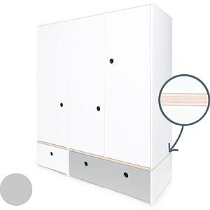 Armoire 3 portes COLORFLEX façades tiroirs white-pearl grey