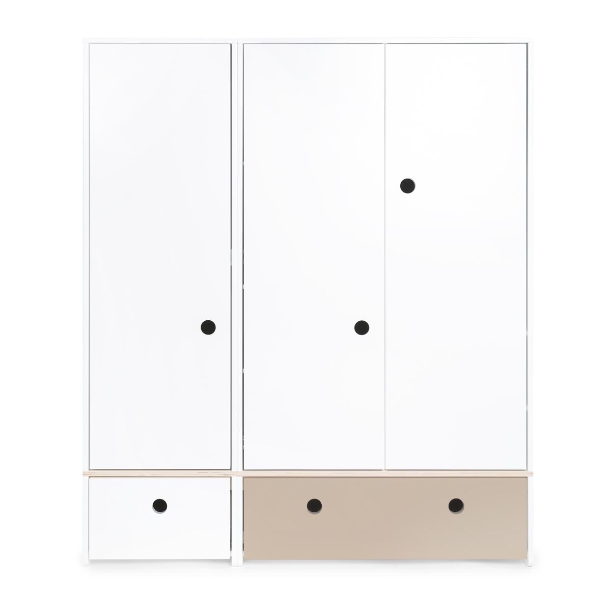 Armoire 3 portes COLORFLEX façades tiroirs white-warm grey