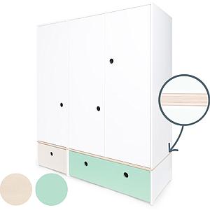 Armoire 3 portes COLORFLEX façades tiroirs white wash-mint