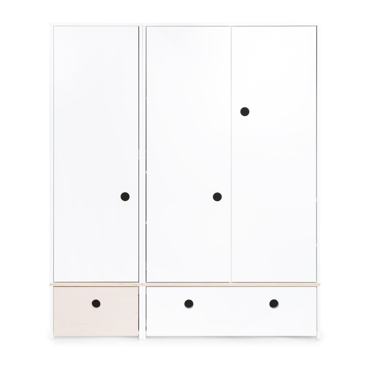 Armoire 3 portes COLORFLEX façades tiroirs white wash-white