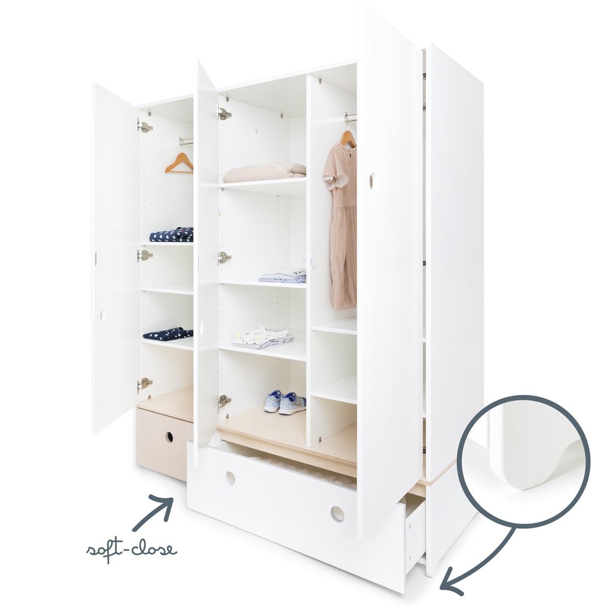 Armoire 3 portes COLORFLEX façades tiroirs white wash-white