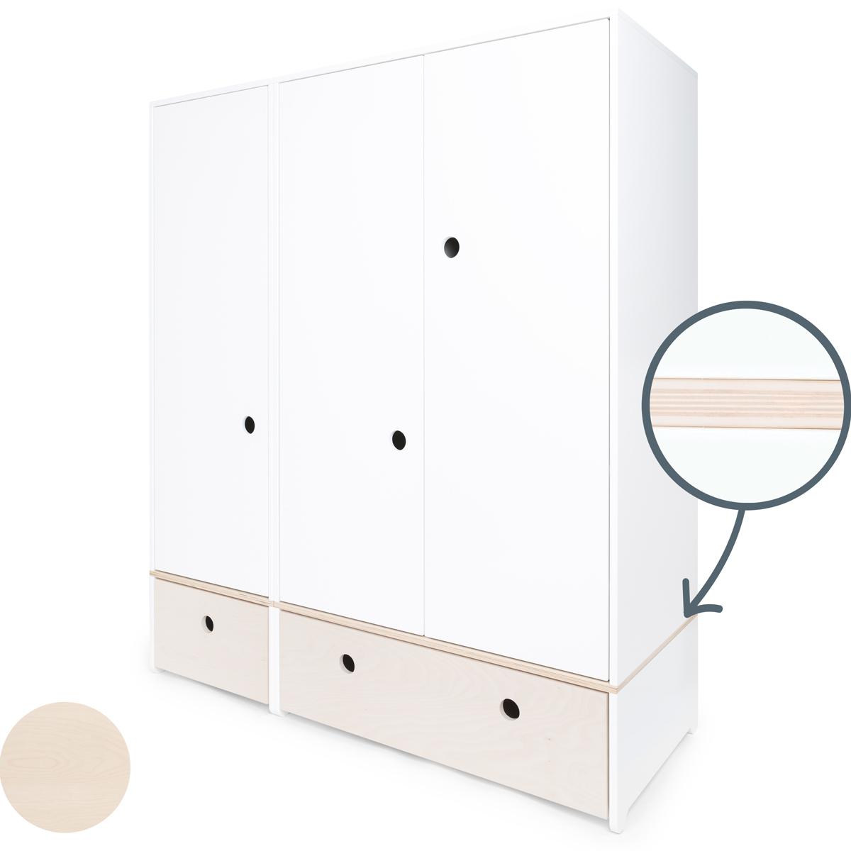 Armoire 3 portes COLORFLEX façades tiroirs white wash