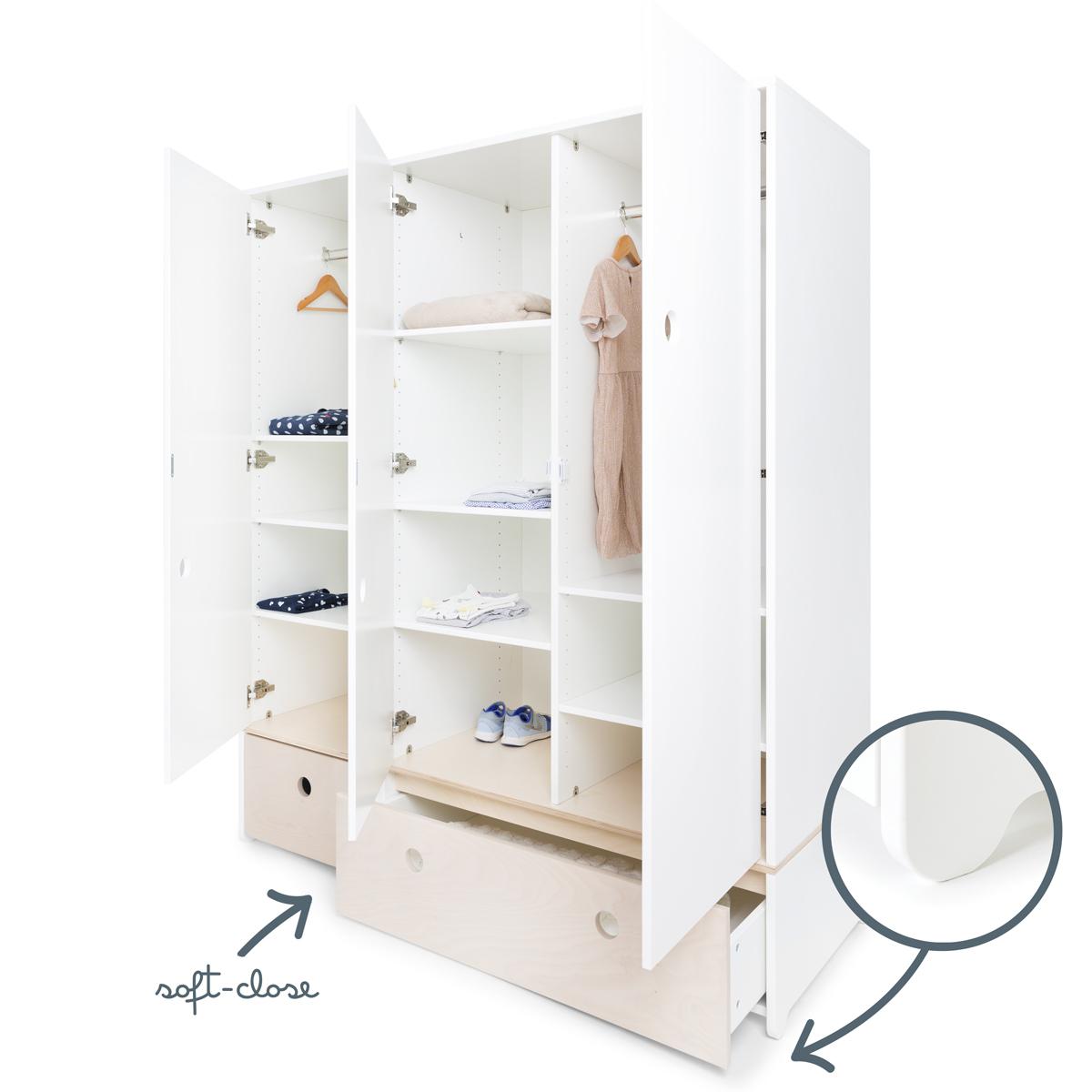 Armoire 3 portes COLORFLEX façades tiroirs white wash