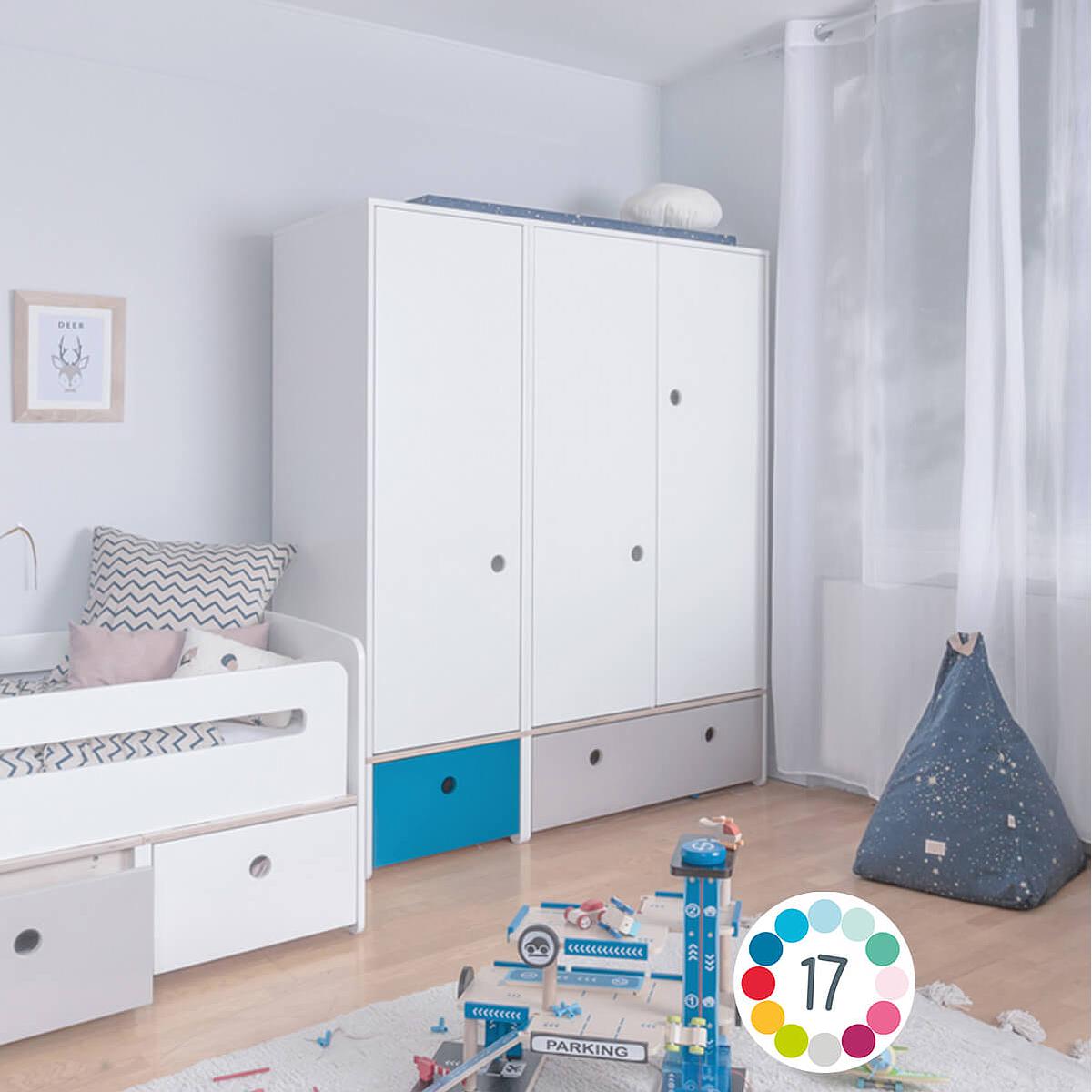 Armoire 3 portes COLORFLEX façades tiroirs white