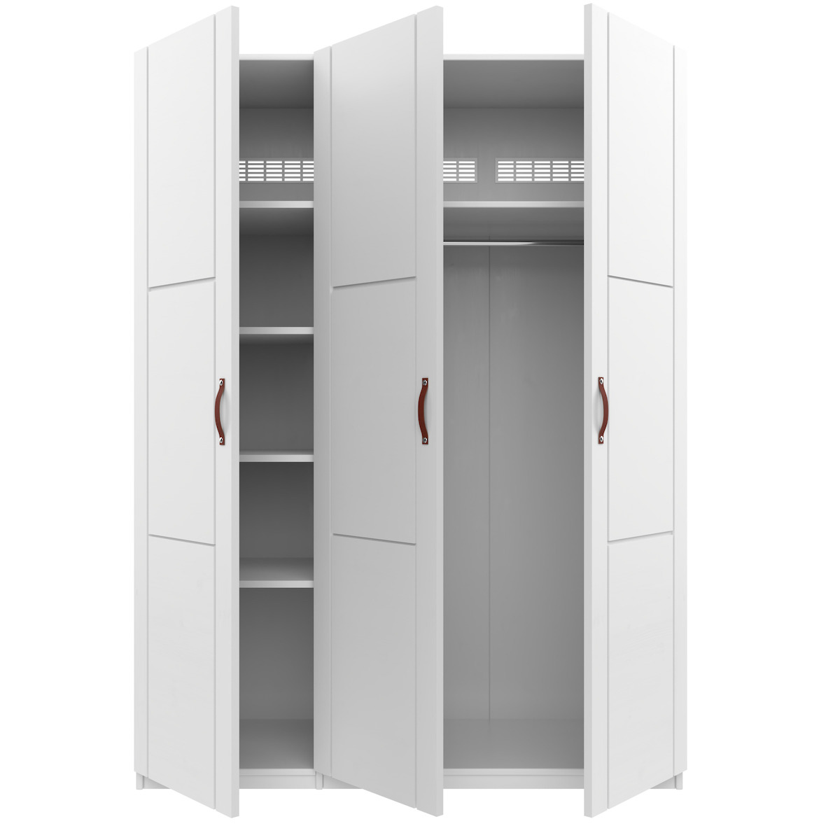 Armoire 3 portes étagères et penderie 150cm Lifetime blanc