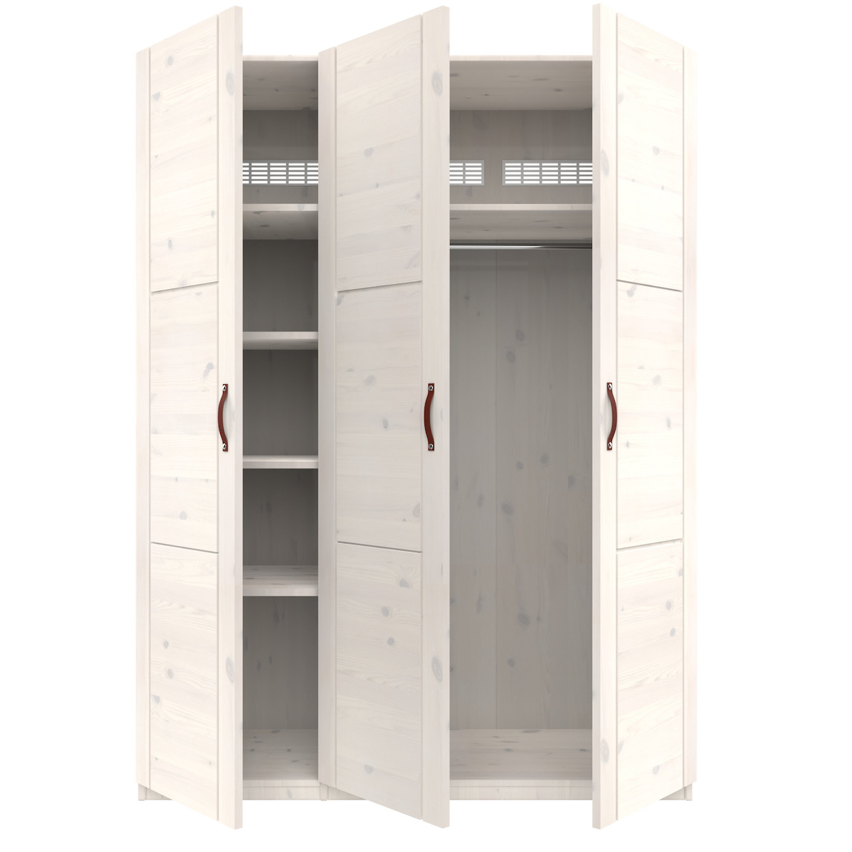 Armoire 3 portes étagères et penderie 150cm Lifetime whitewash