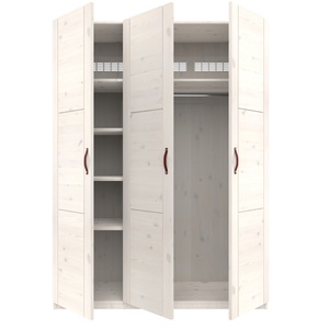 Armoire 3 portes étagères et penderie 150cm Lifetime whitewash