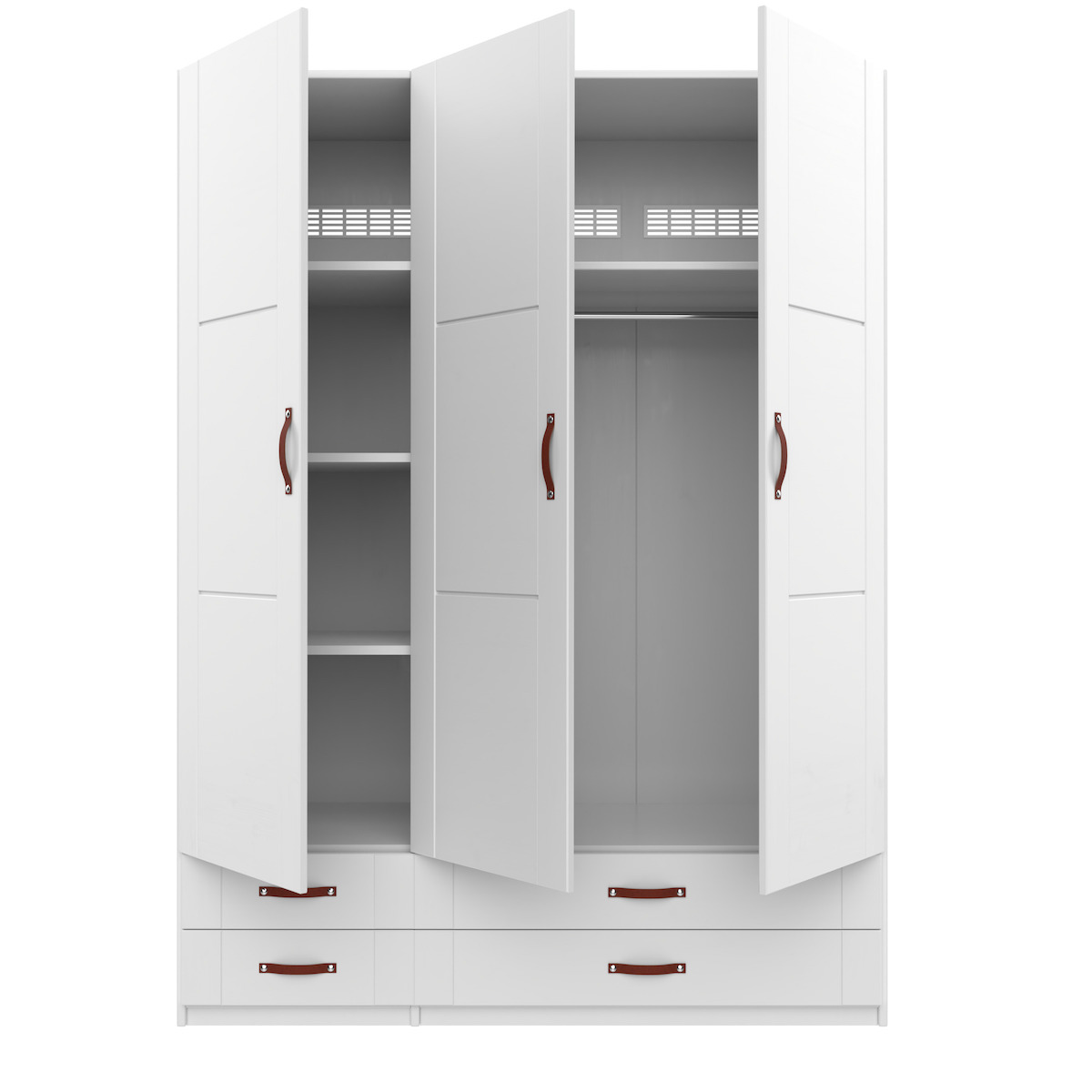 Armoire 3 portes étagères penderie et tiroirs 150cm Lifetime blanc